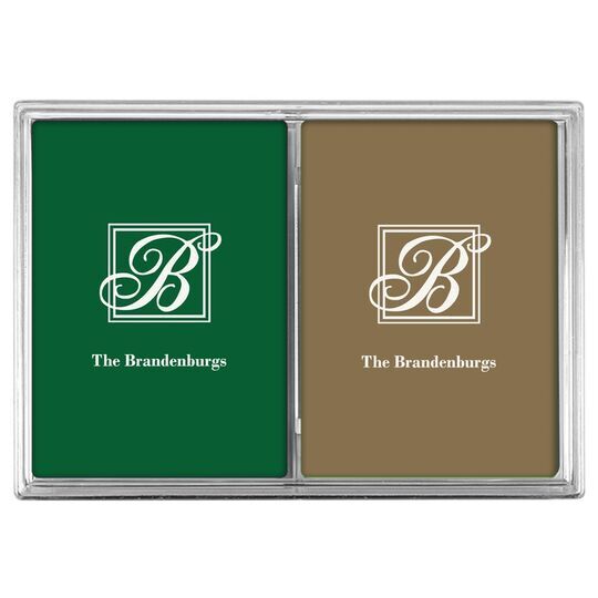 Framed Initial Plus Text Double Deck Playing Cards